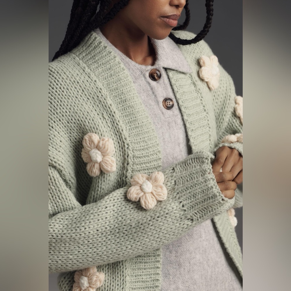 Susannah 3D Flower Cardigan Sweater 🌼 - Picture 3 of 8